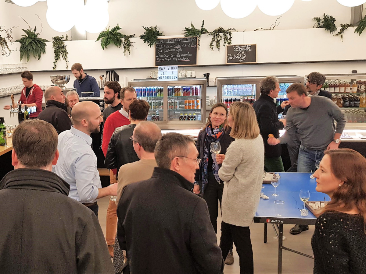 Venturelab and Innosuisse trainers mingle at an apero after planning 2019's workshops